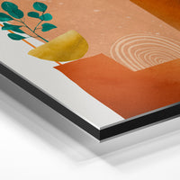 Gros plan de la matière : le tirage contrecollé sur aluminium Dibond mat, tranche visible.