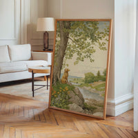 Le tableau accroché en situation dans un intérieur meublé.