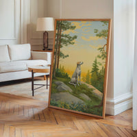 Le tableau accroché en situation dans un intérieur meublé.