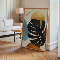 Le tableau accroché en situation dans un intérieur meublé.