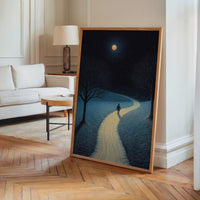 Le tableau accroché en situation dans un intérieur meublé.