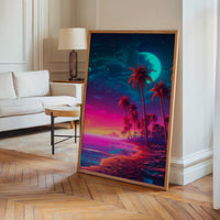 Le tableau accroché en situation dans un intérieur meublé.