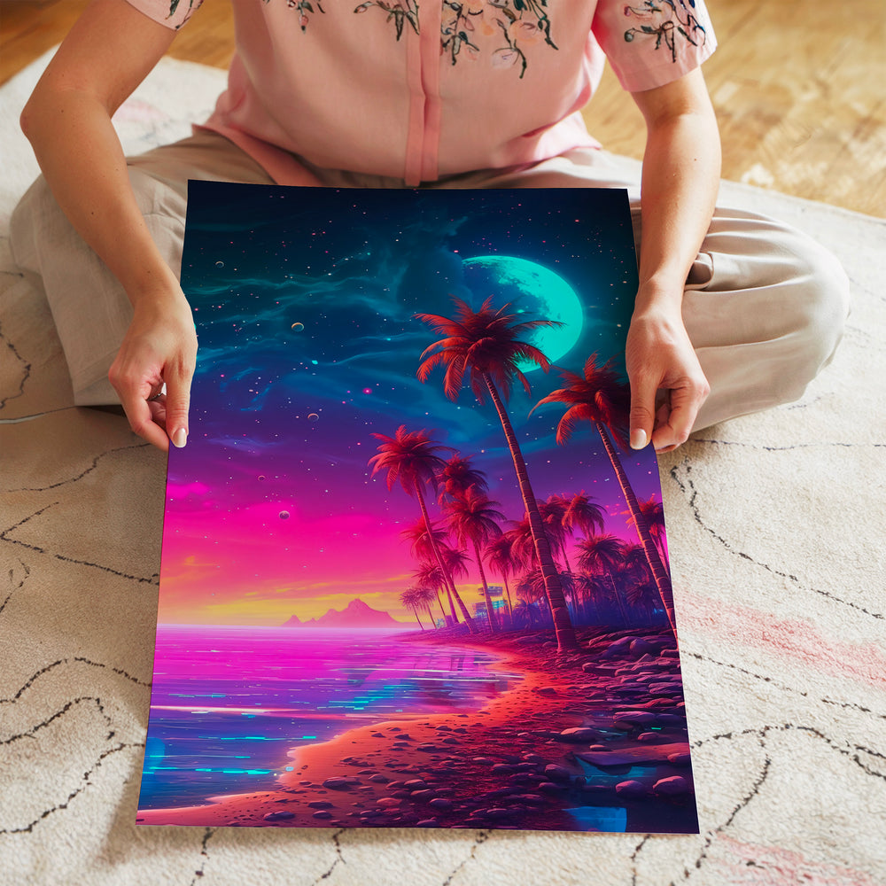 L'impression présentée en poster, sans encadrement, sur un mur neutre.