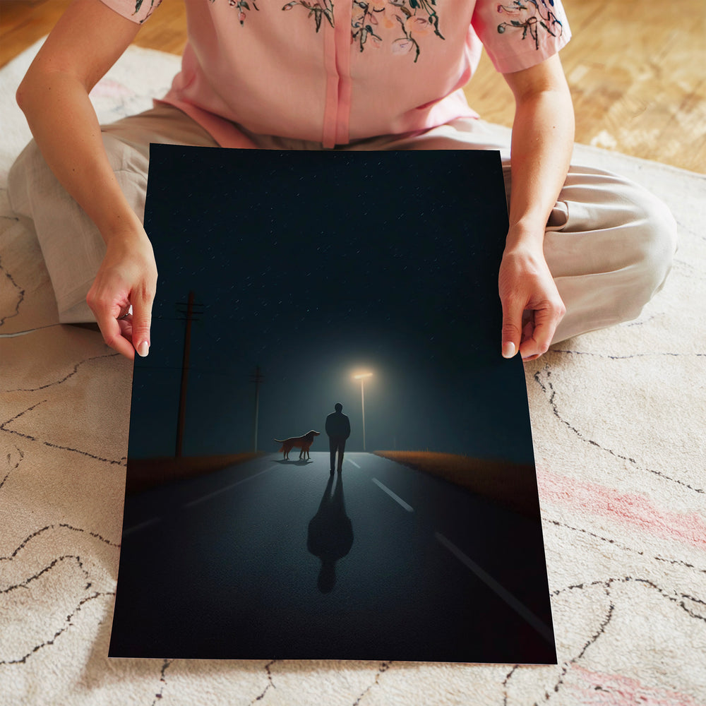 L'impression présentée en poster, sans encadrement, sur un mur neutre.