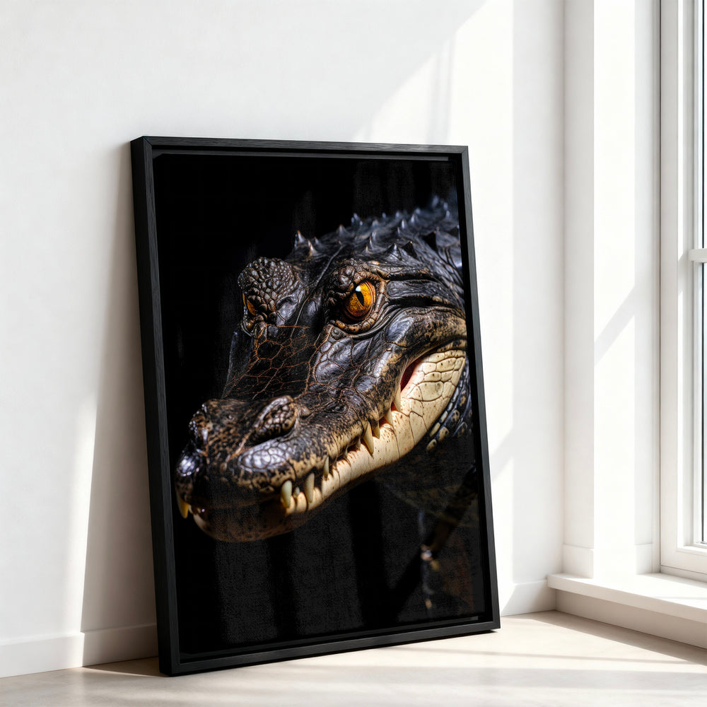 Le tableau accroché en situation dans un intérieur meublé.