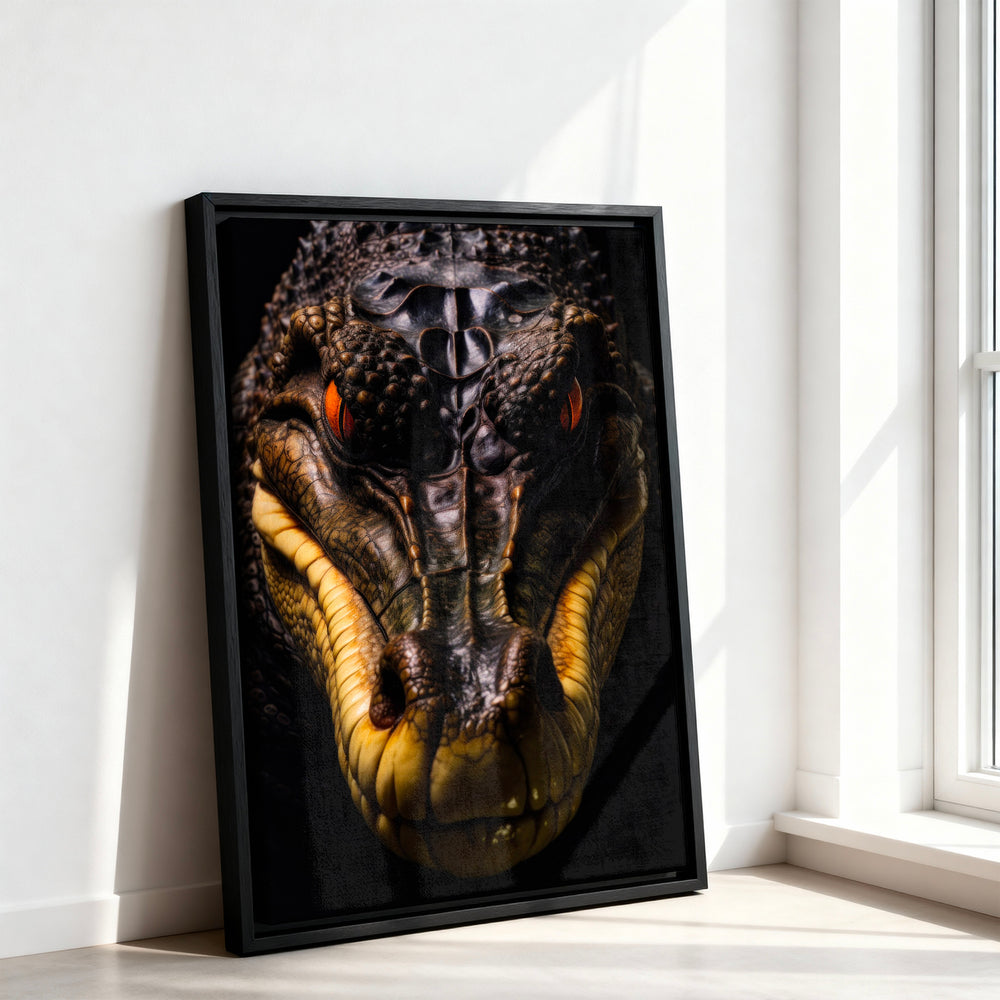 Le tableau accroché en situation dans un intérieur meublé.