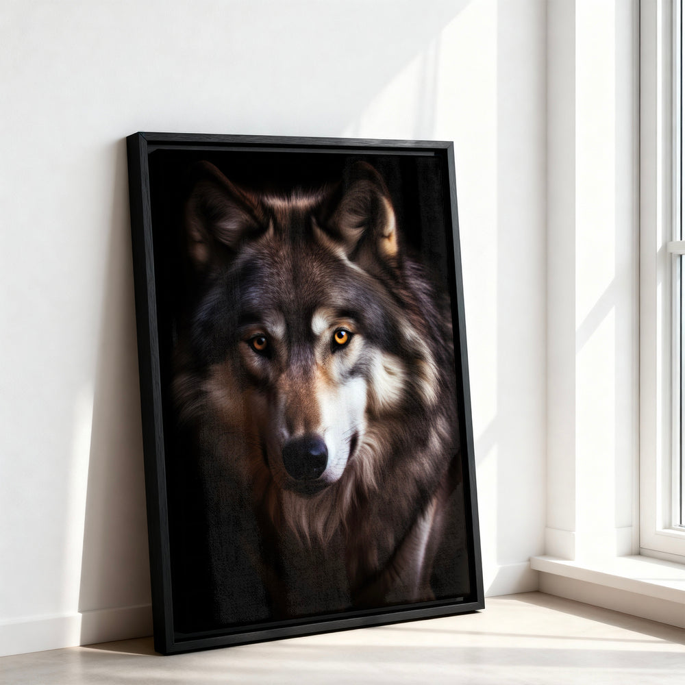 Le tableau accroché en situation dans un intérieur meublé.