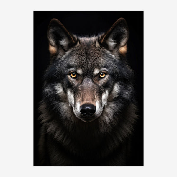 Loup aux yeux dorés, portrait noir et blanc — Toile sur châssis