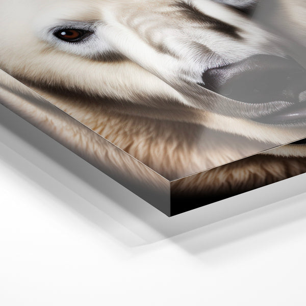 Ours blanc en portrait noir et blanc minimaliste — Verre acrylique