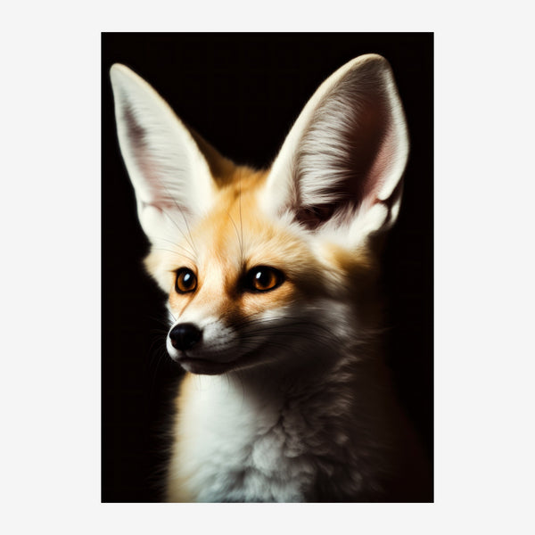 Renard aux grandes oreilles, portrait noir — Toile sur châssis