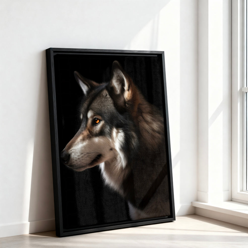 Le tableau accroché en situation dans un intérieur meublé.