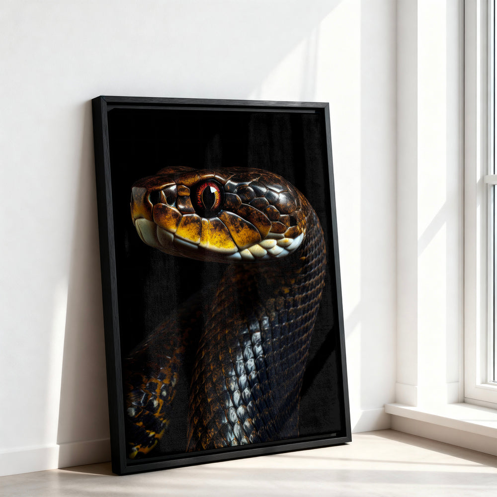 Le tableau accroché en situation dans un intérieur meublé.