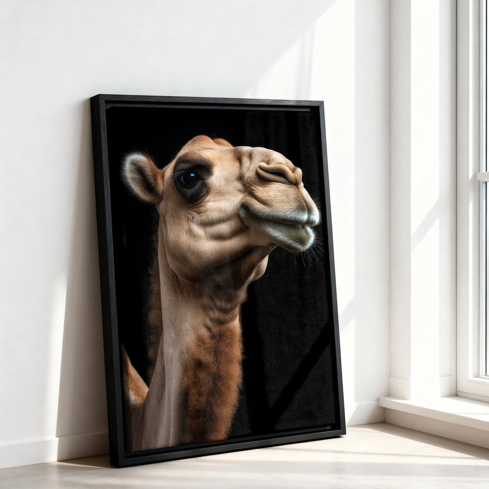 Le tableau accroché en situation dans un intérieur meublé.