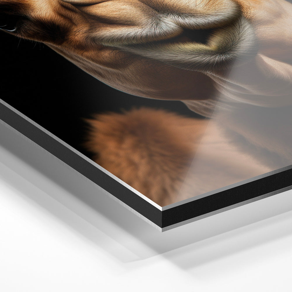 Gros plan du relief : la surépaisseur d'encre en lumière rasante sur aluminium Dibond.