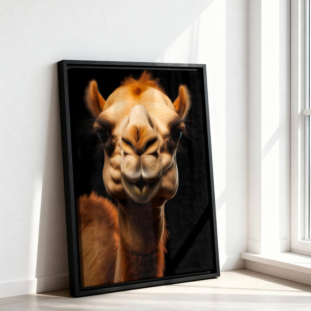 Le tableau accroché en situation dans un intérieur meublé.