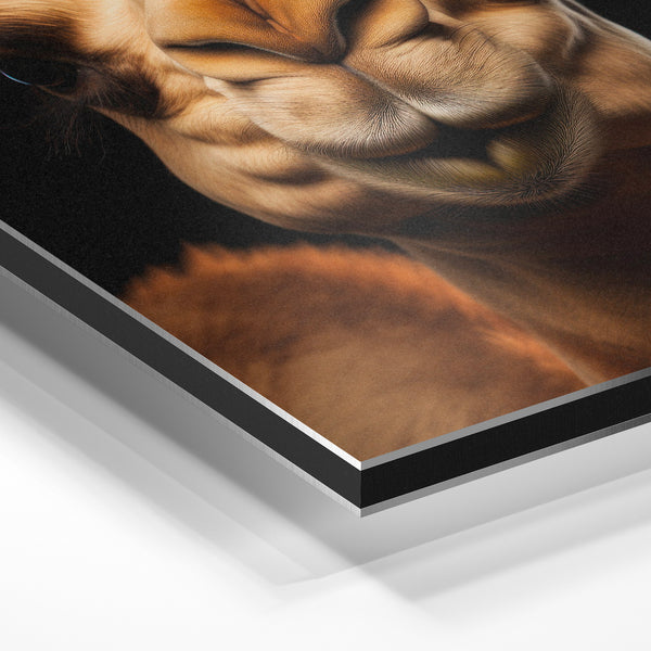 Portrait de chameau noir et ocre minimaliste — Aluminium Dibond