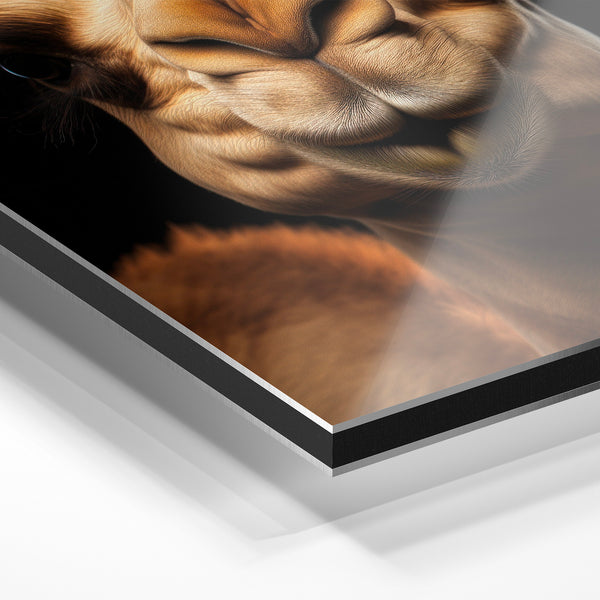 Portrait de chameau noir et ocre minimaliste — Aluminium Dibond relief 3D