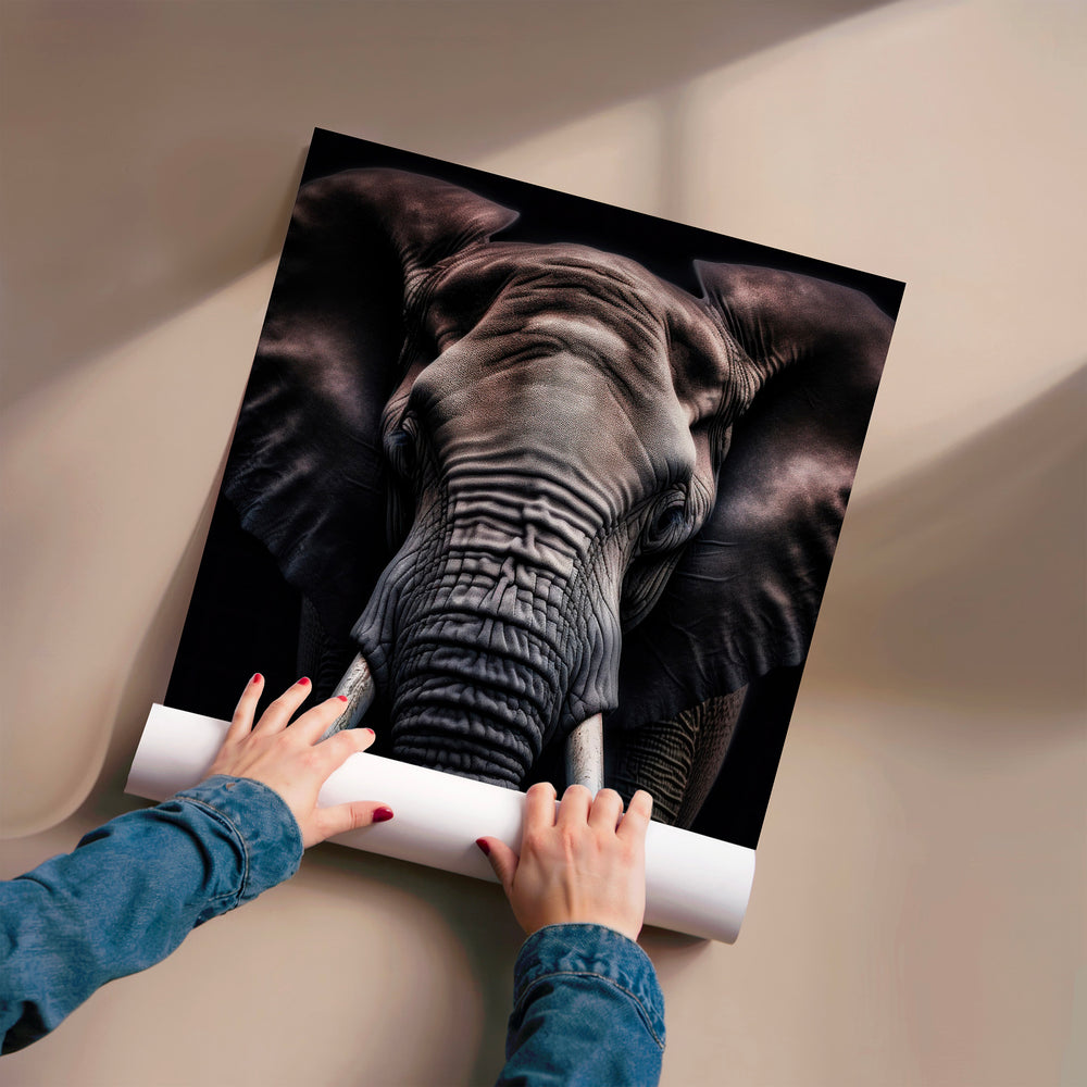 L'impression présentée en poster, sans encadrement, sur un mur neutre.