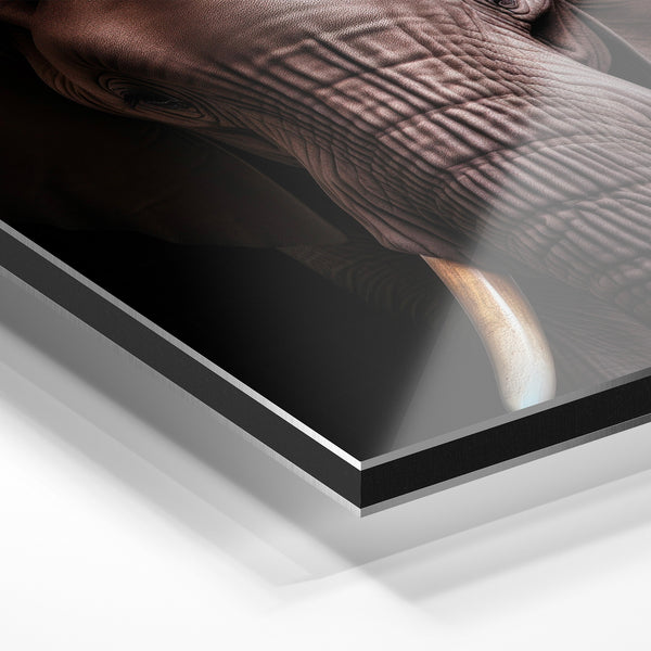 Portrait d'éléphant noir et or minimaliste — Aluminium Dibond relief 3D