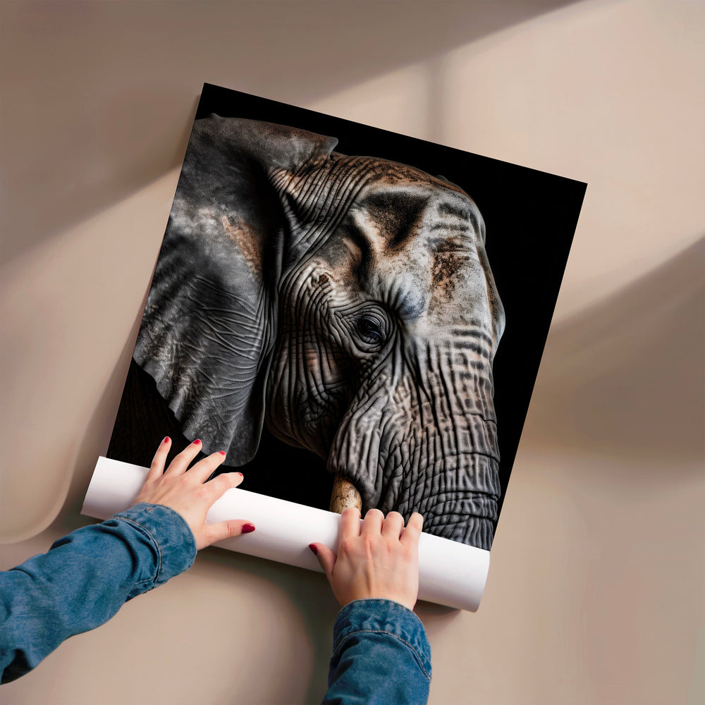 L'impression présentée en poster, sans encadrement, sur un mur neutre.