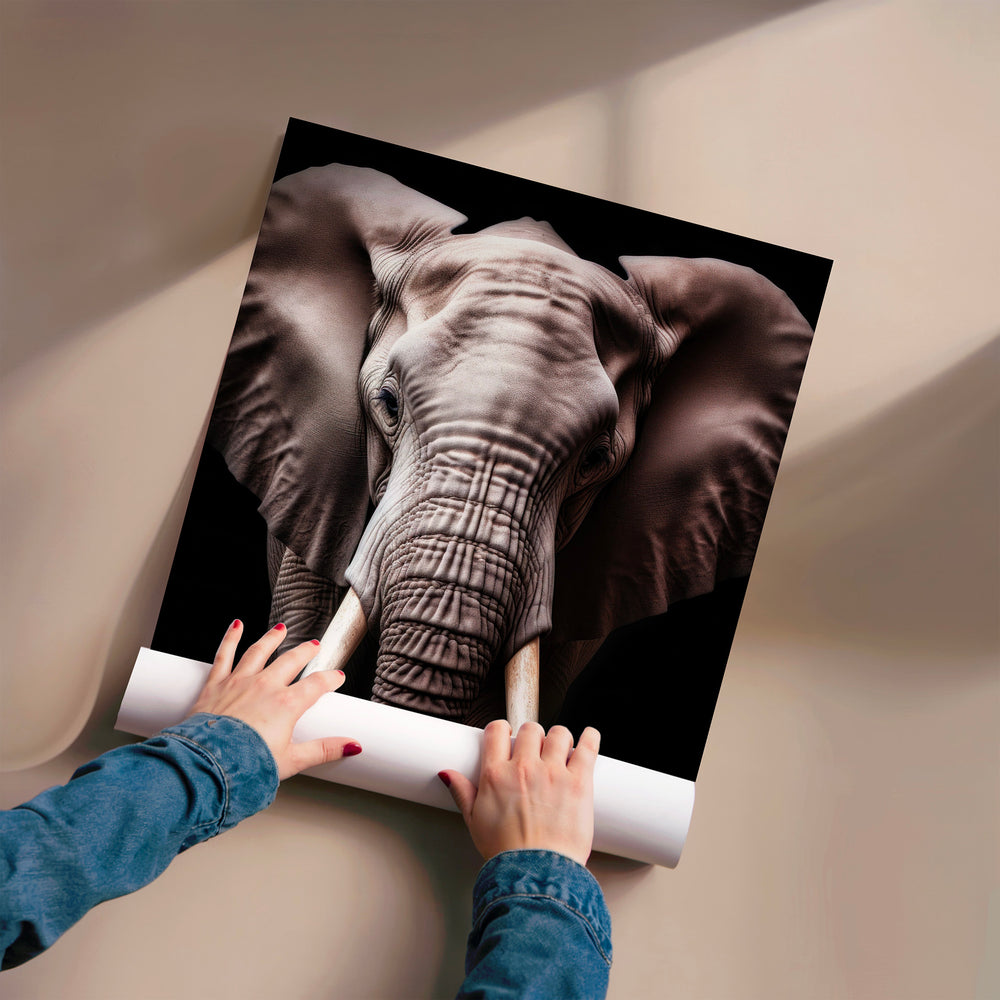 L'impression présentée en poster, sans encadrement, sur un mur neutre.
