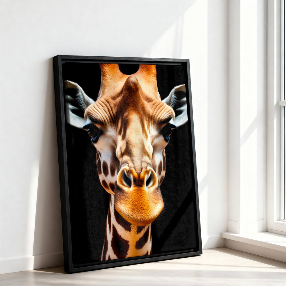 Le tableau accroché en situation dans un intérieur meublé.