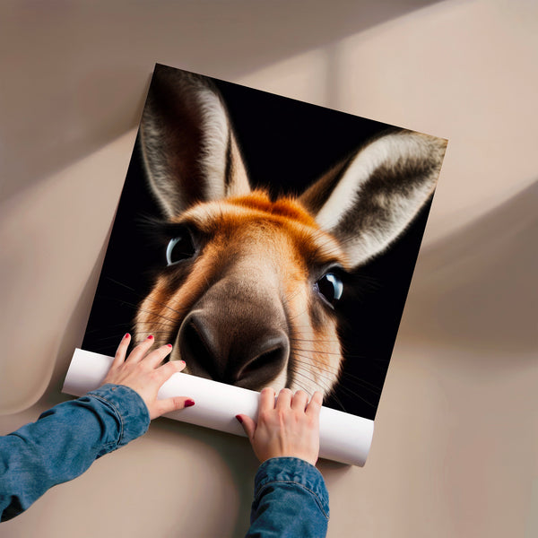 Portrait de lama roux et noir hyper-réaliste — Poster HP mat