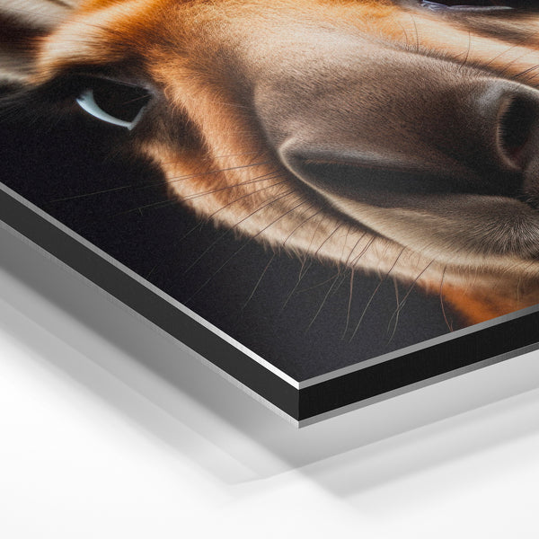 Portrait de lama roux et noir hyper-réaliste — Aluminium Dibond