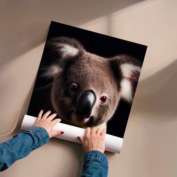 Portrait de koala noir et blanc minimaliste — Poster HP mat