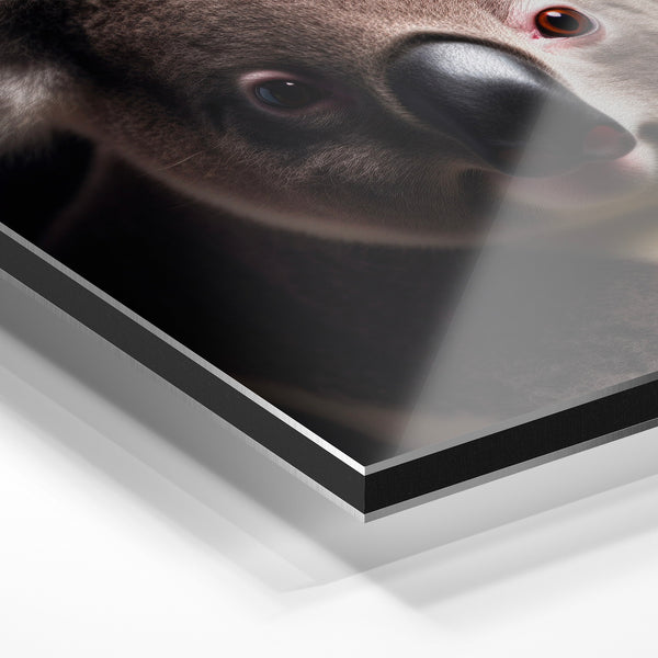 Portrait de koala noir et blanc minimaliste — Aluminium Dibond relief 3D