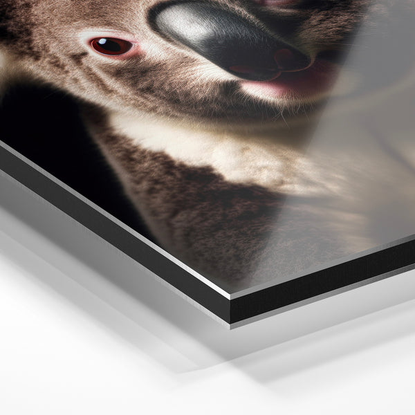 Portrait de koala intensité noir et blanc — Aluminium Dibond relief 3D