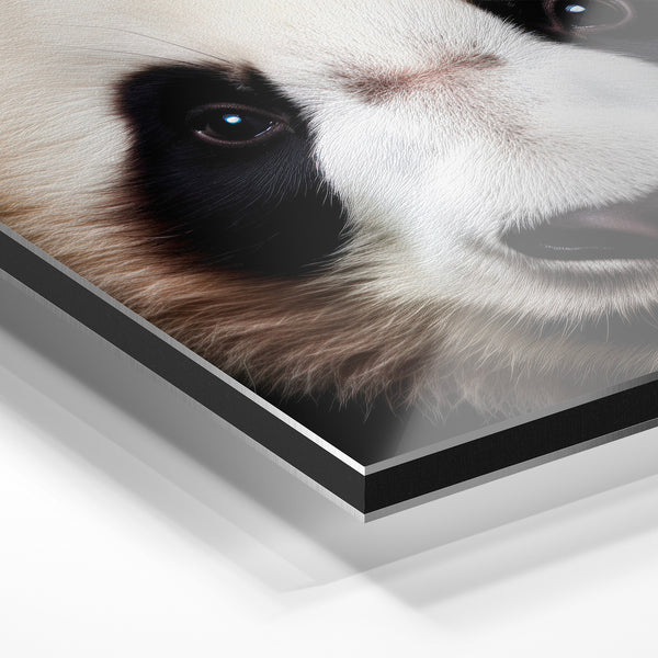 Panda gros plan regard intensité noir et blanc — Aluminium Dibond relief 3D