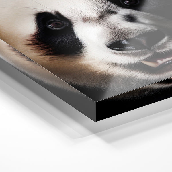 Panda gros plan sourire intensité noir blanc — Verre acrylique
