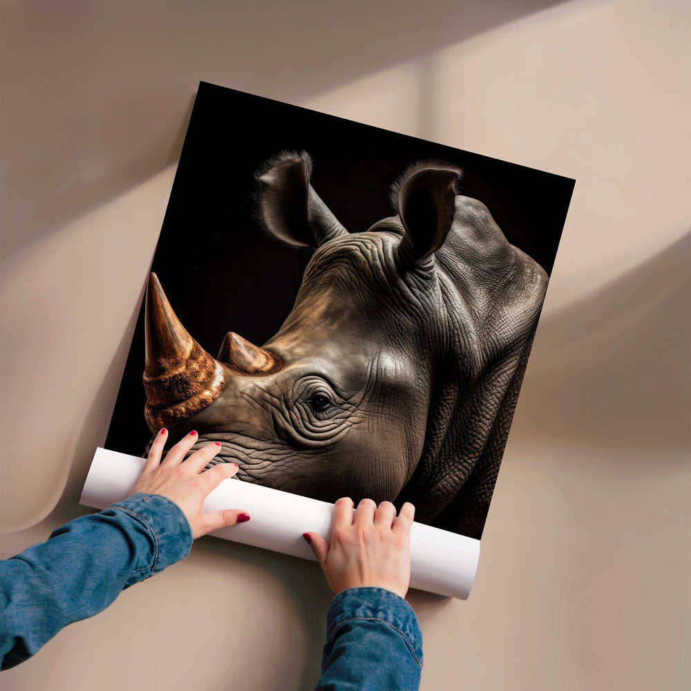 L'impression présentée en poster, sans encadrement, sur un mur neutre.