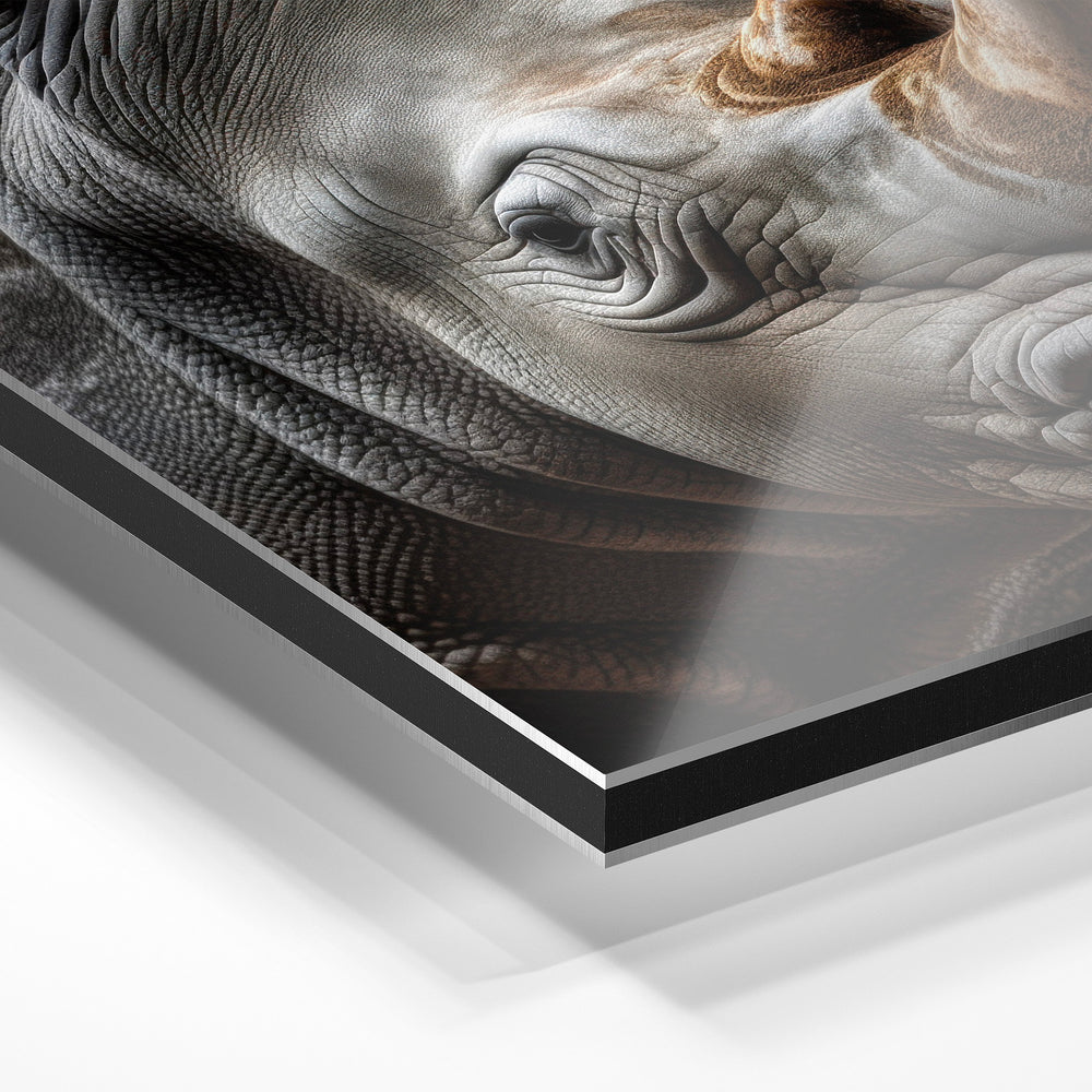 Gros plan du relief : la surépaisseur d'encre en lumière rasante sur aluminium Dibond.