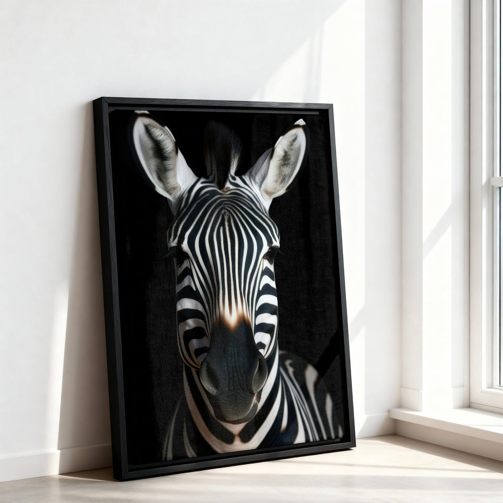 Le tableau accroché en situation dans un intérieur meublé.