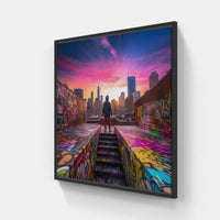 Metropolis After Dark-Canvas-artwall-40x40 cm-Black-Artwall