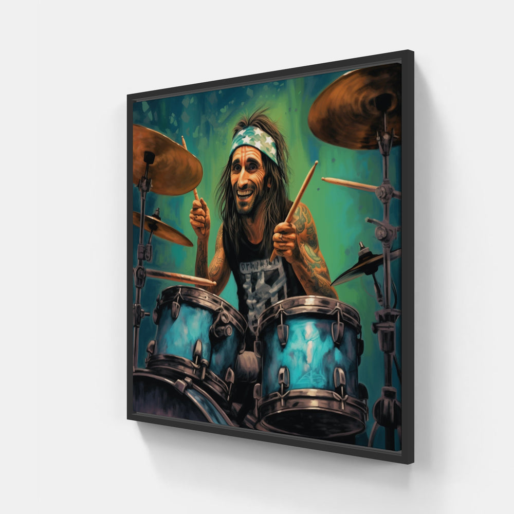 Serene Drum Harmony-Canvas-artwall-20x20 cm-Black-Artwall