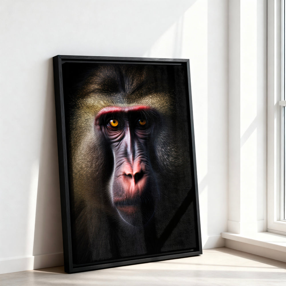 Le tableau accroché en situation dans un intérieur meublé.