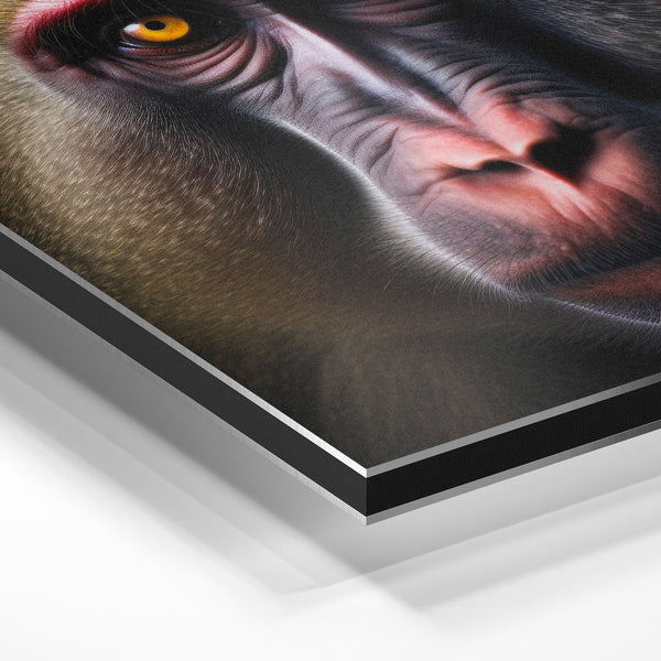 Mandrill noir et or – Portrait animalier — Aluminium Dibond