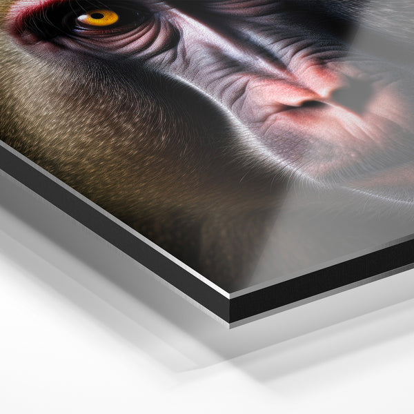 Mandrill noir et or – Portrait animalier — Aluminium Dibond relief 3D