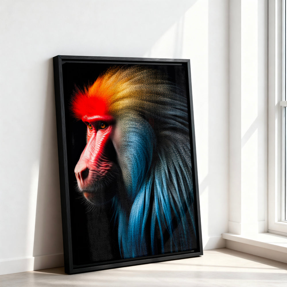 Le tableau accroché en situation dans un intérieur meublé.