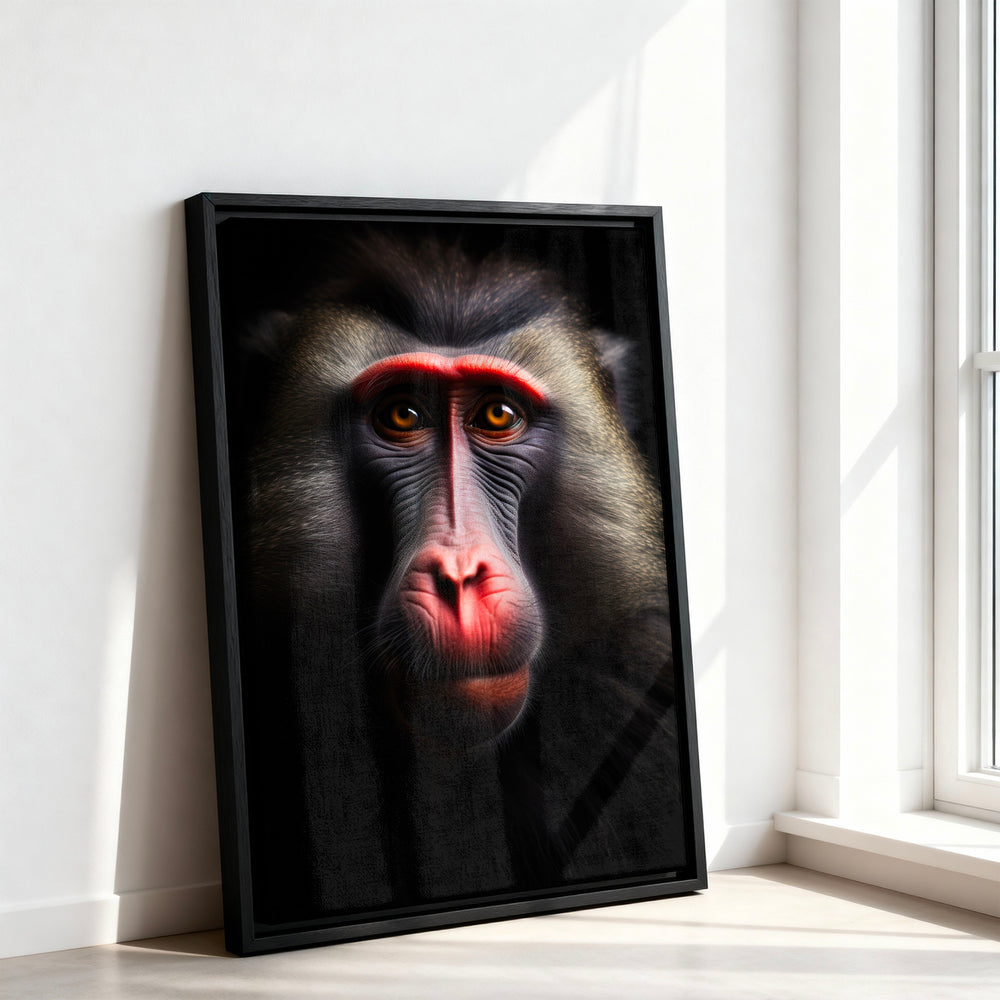 Le tableau accroché en situation dans un intérieur meublé.