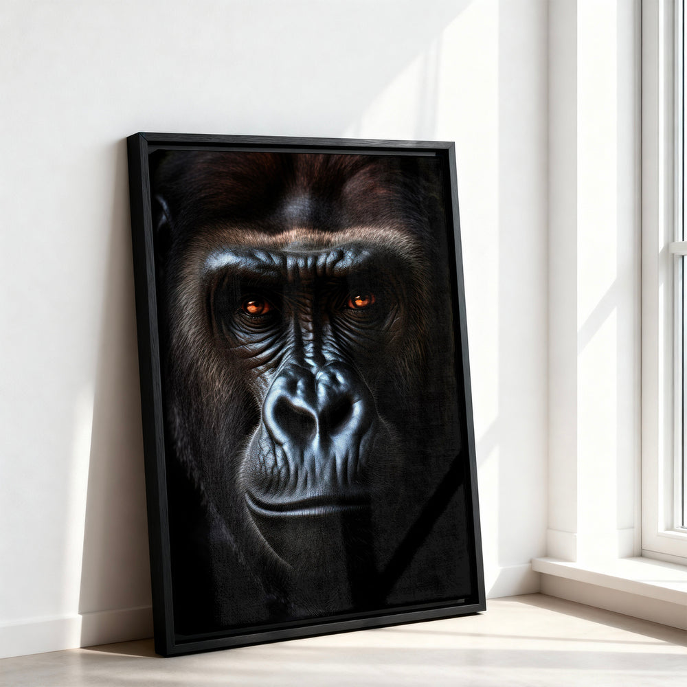 Le tableau accroché en situation dans un intérieur meublé.