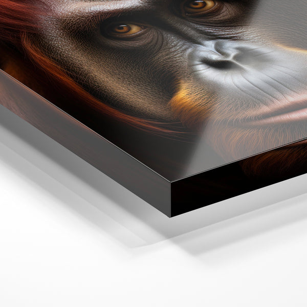 Orang-outan au regard doré, portrait réaliste noir et roux — Verre acrylique