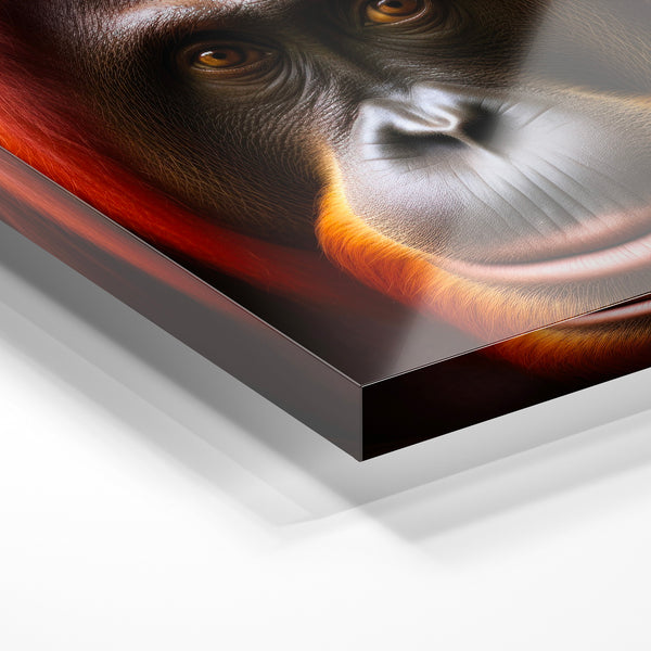 Orang-outan roux et noir, portrait dramatique — Verre acrylique