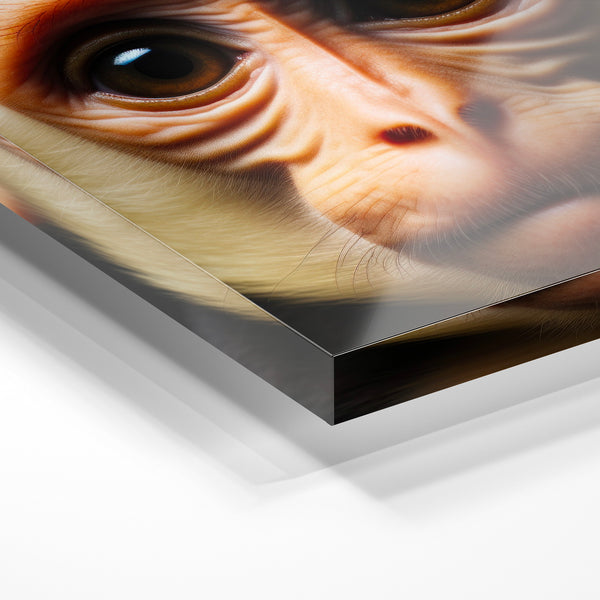 Portrait de singe aux yeux perçants, noir et beige — Verre acrylique