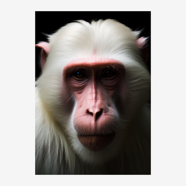 Primate blanc et rose, portrait noir et blanc — Toile sur châssis