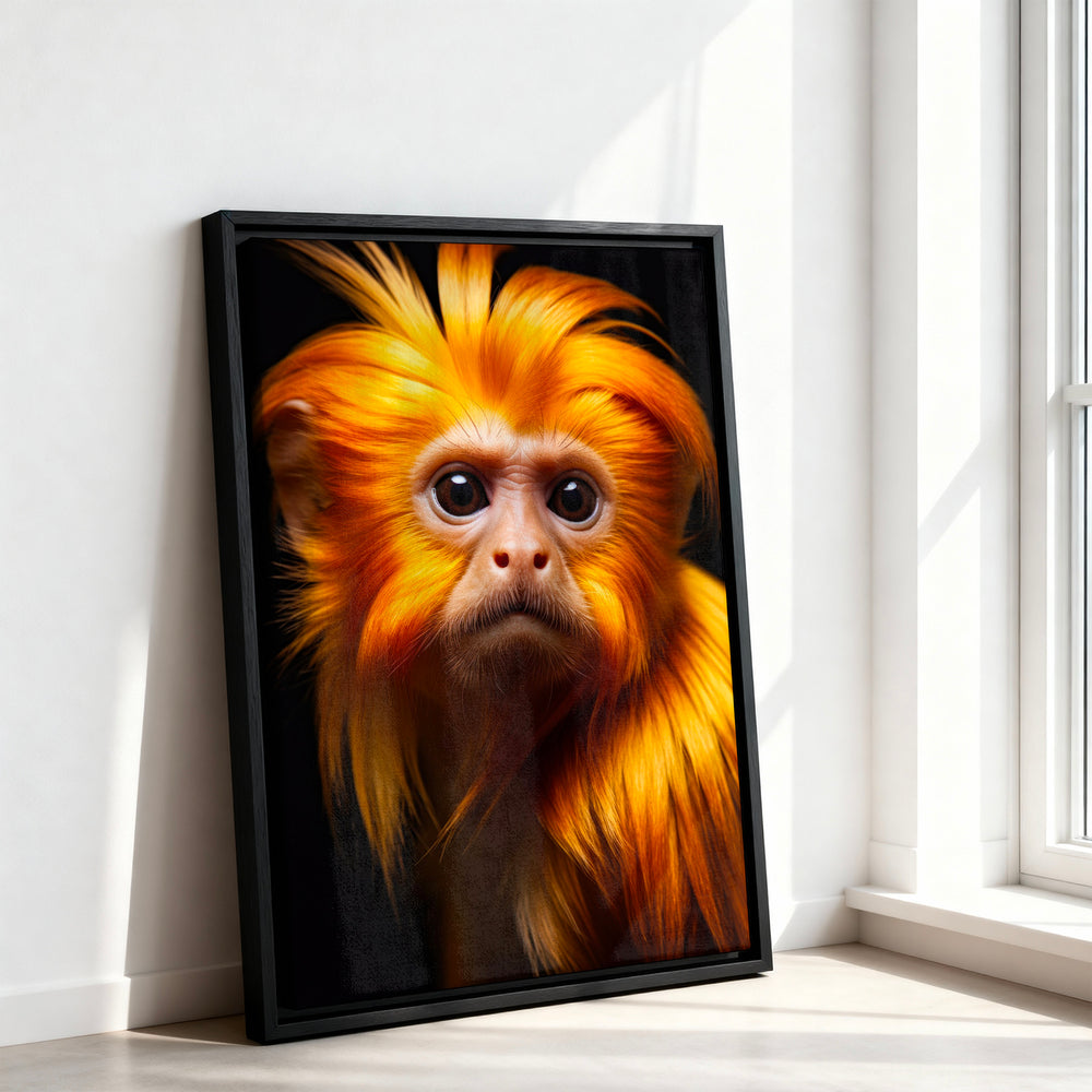 Le tableau accroché en situation dans un intérieur meublé.