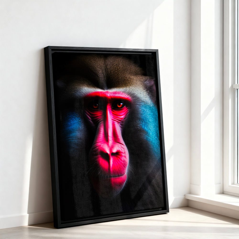 Le tableau accroché en situation dans un intérieur meublé.
